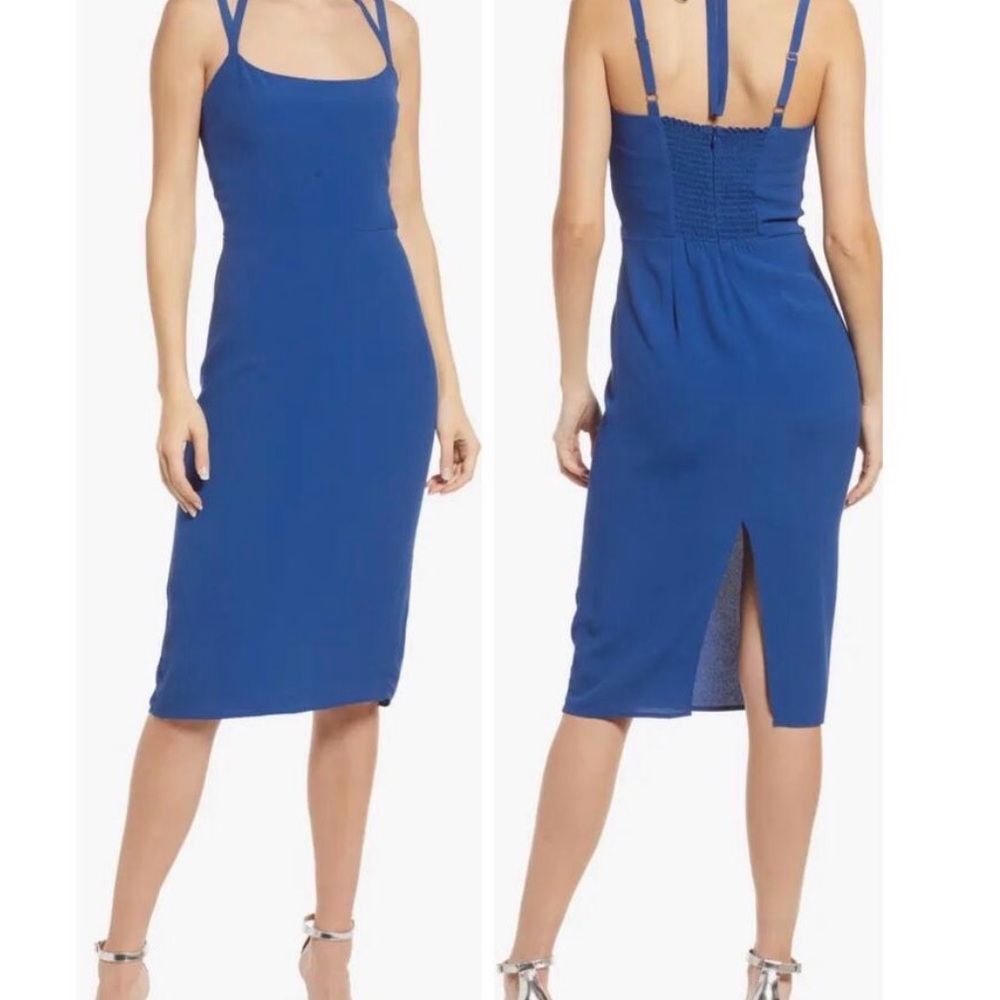 Reformation Skyla Dress Caspian Blue 8 - Picture 4 of 9